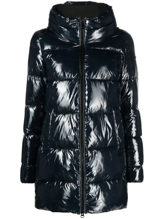 High-Neck Quilted Coat