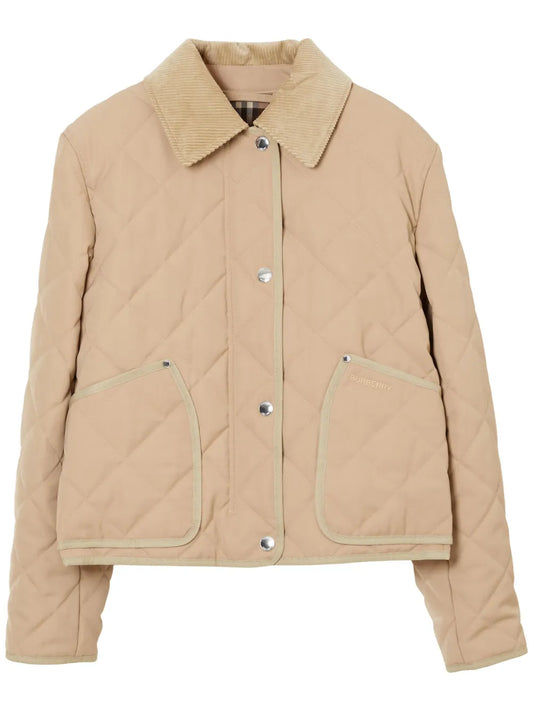 Straight-Point Collar Quilted Jacket