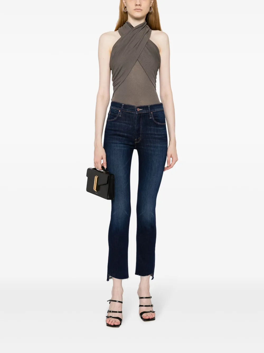 The Mid Rise Dazzler Ankle Step Fray Slim-Cut Jeans