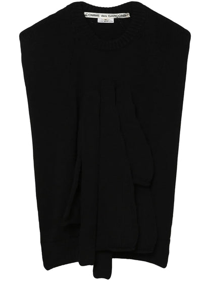 Draped-Detail Fine-Knit Sweatshirt