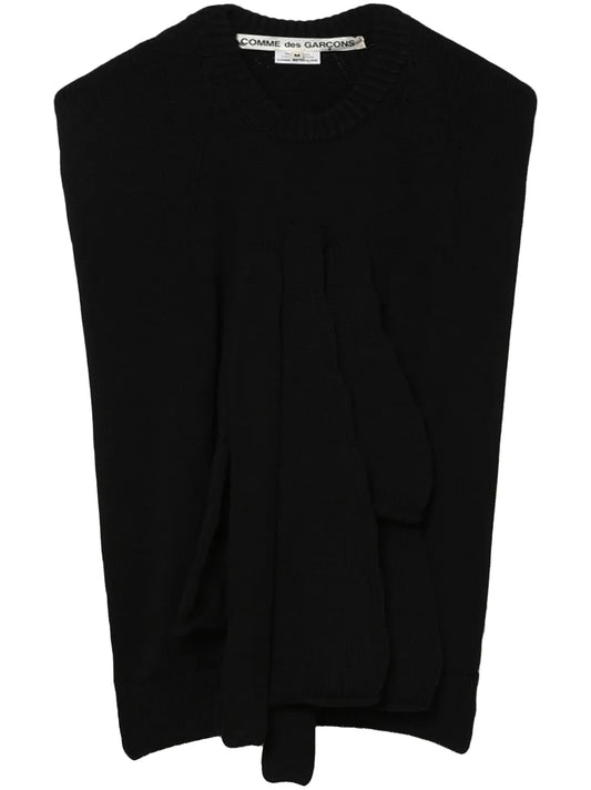 Draped-Detail Fine-Knit Sweatshirt