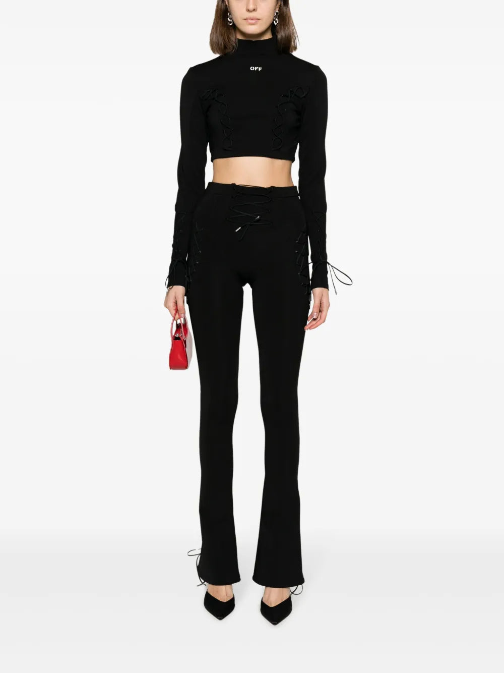 Lace-Up Logo Crop Top