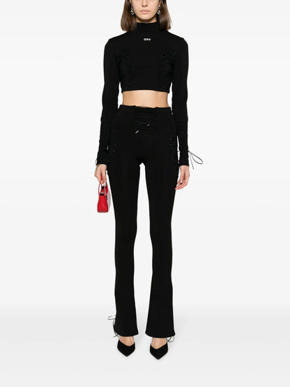 Lace-Up Logo Crop Top