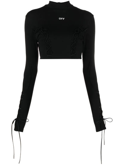 Lace-Up Logo Crop Top