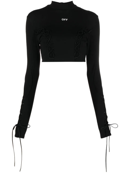 Lace-Up Logo Crop Top