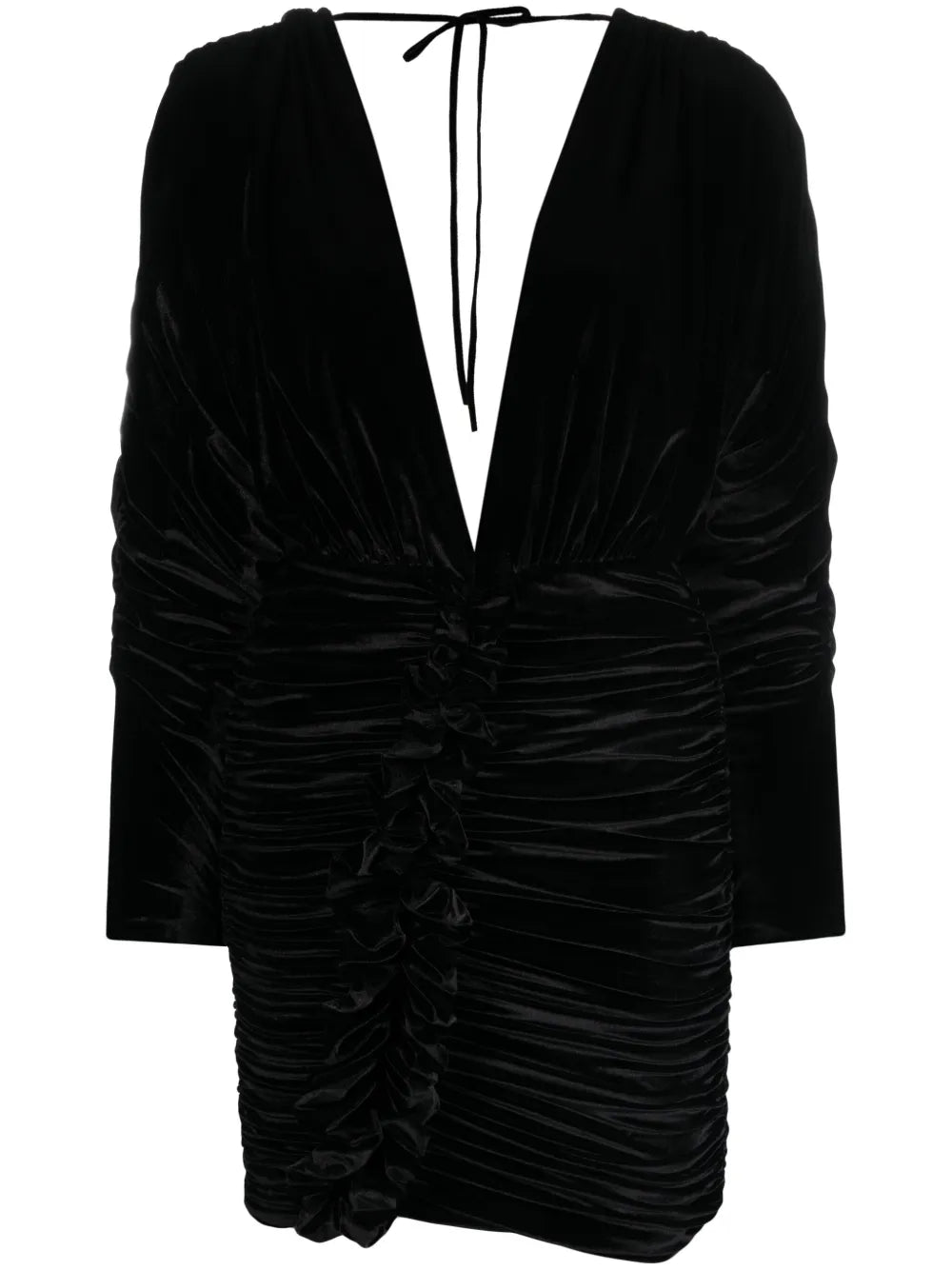 Floral-Appliqué Ruched Minidress