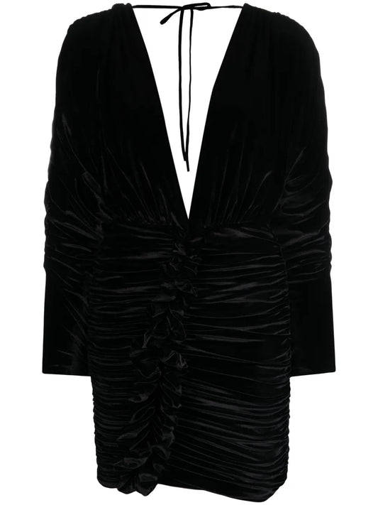 Floral-Appliqué Ruched Minidress