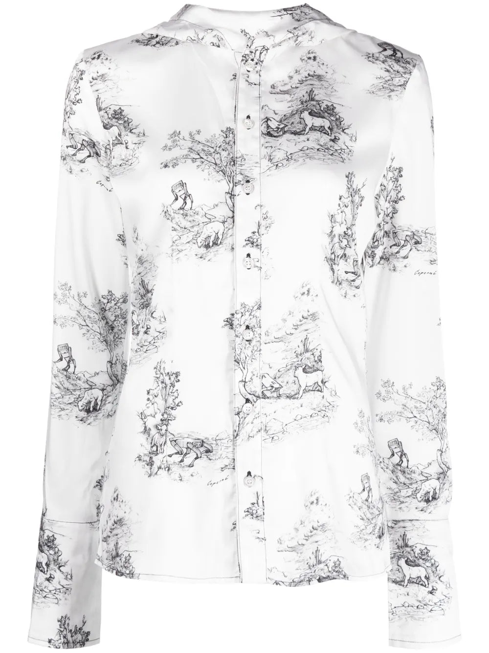 Graphic-Print Hooded Blouse