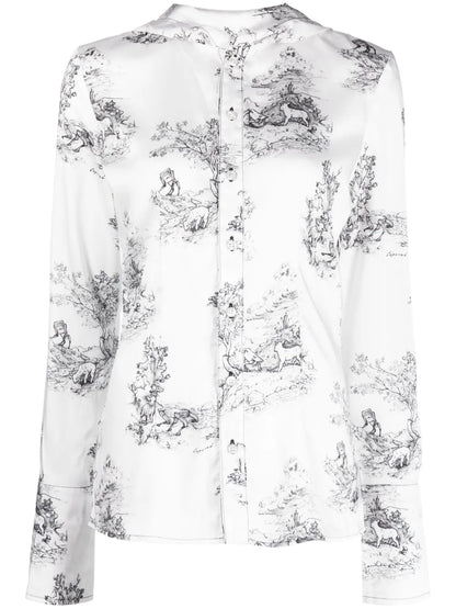 Graphic-Print Hooded Blouse