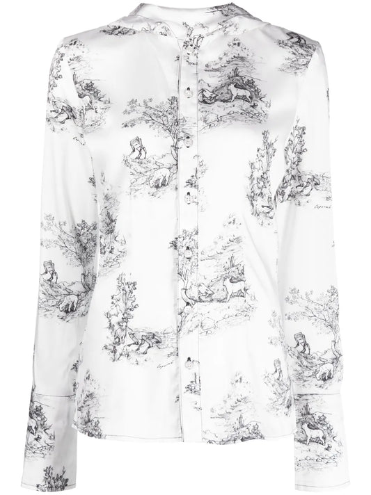 Graphic-Print Hooded Blouse