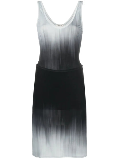 Faded-Effect Detachable-Panel Dress