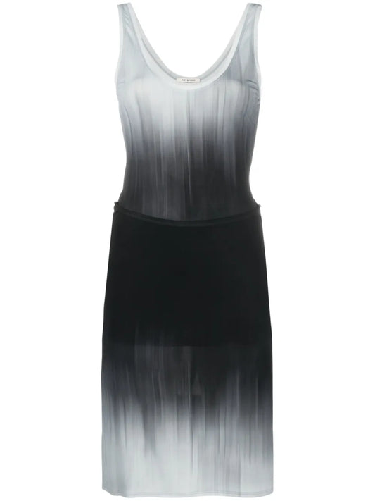 Faded-Effect Detachable-Panel Dress