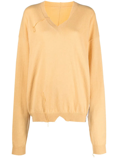 V-Neck Distressed Jumper