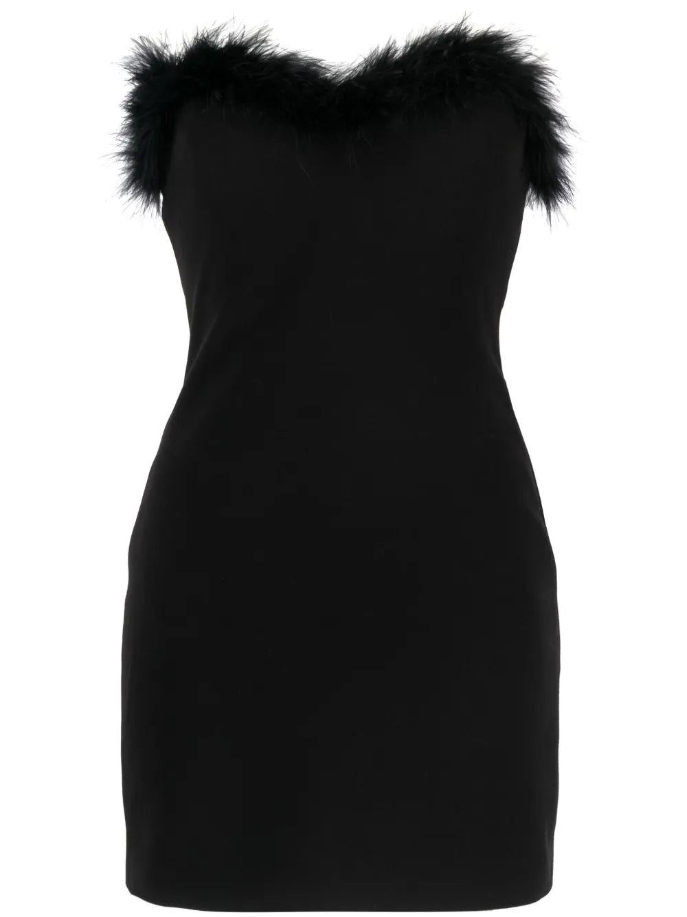 Feather-Detail Strapless Minidress