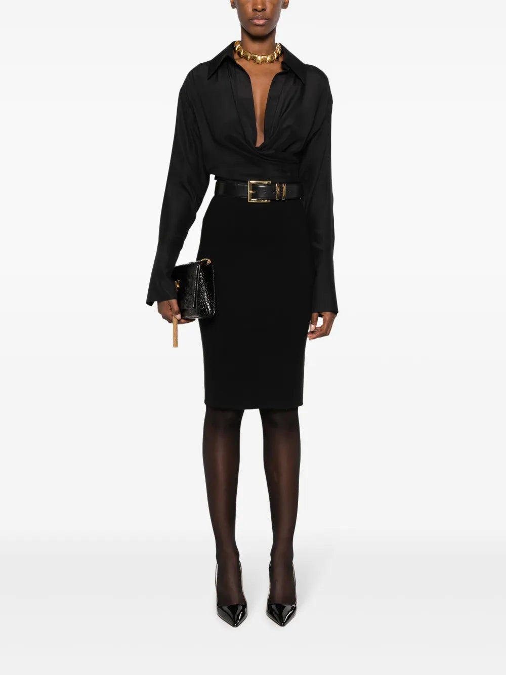 Fine-Knit Pencil Skirt