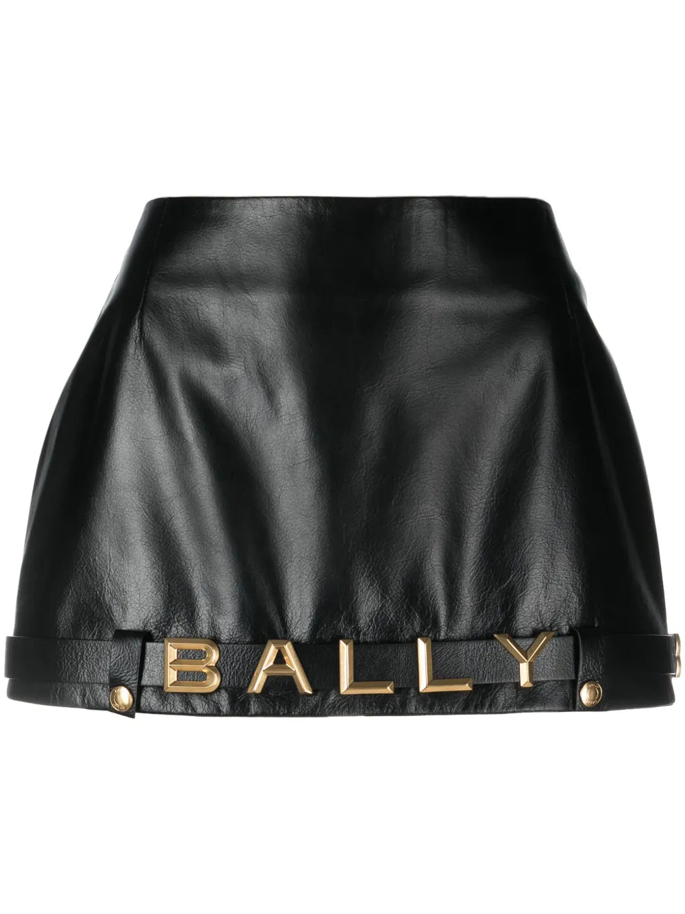 Logo-Lettering Leather Miniskirt
