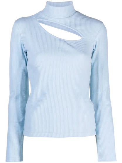 Cut-Out Ribbed-Knit Top
