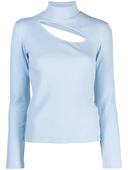 Cut-Out Ribbed-Knit Top