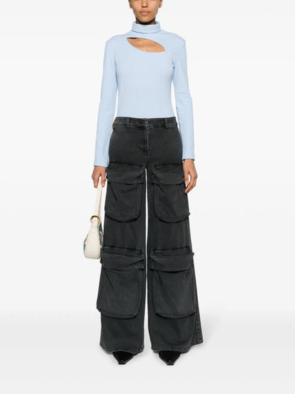 Cut-Out Ribbed-Knit Top