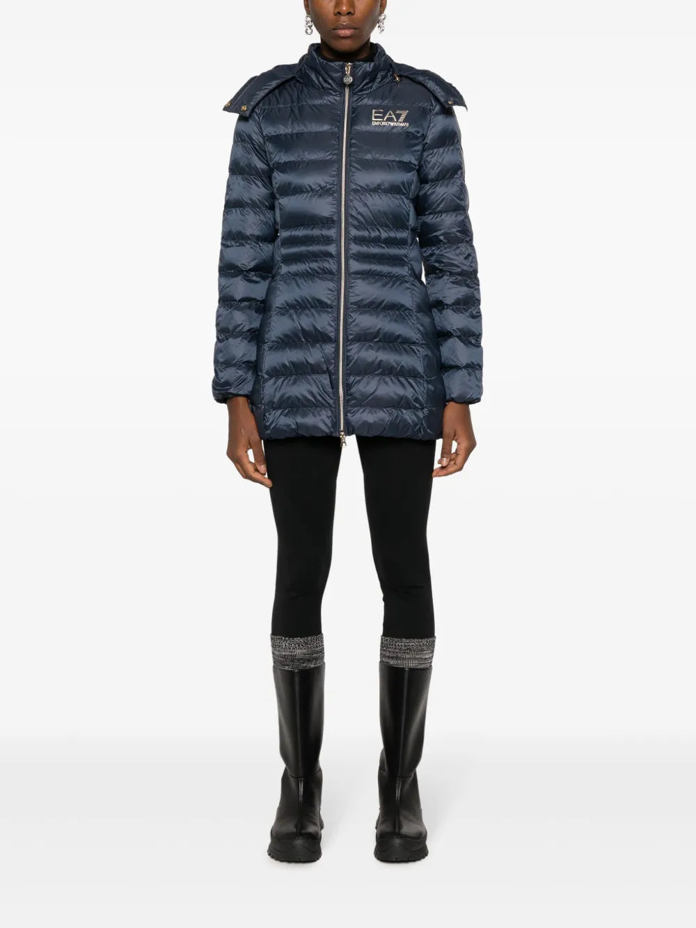 Logo-Print Hooded Padded Coat