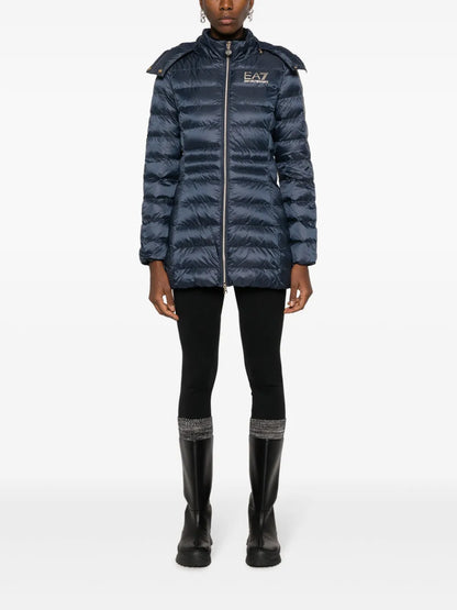 Logo-Print Hooded Padded Coat