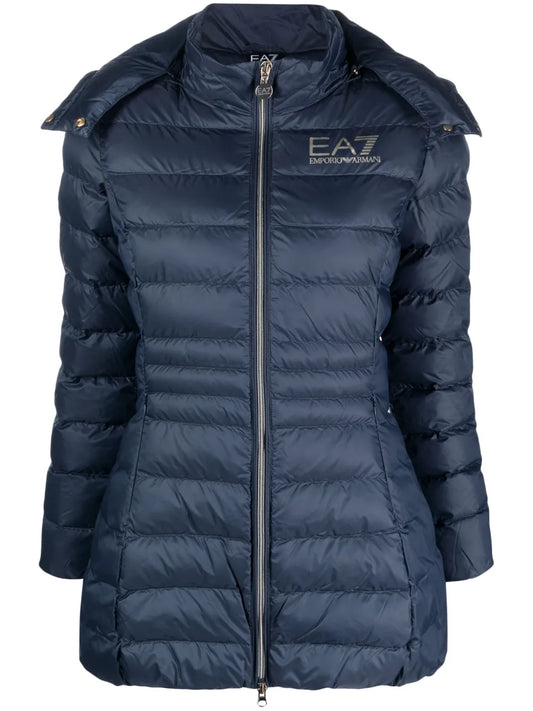 Logo-Print Hooded Padded Coat