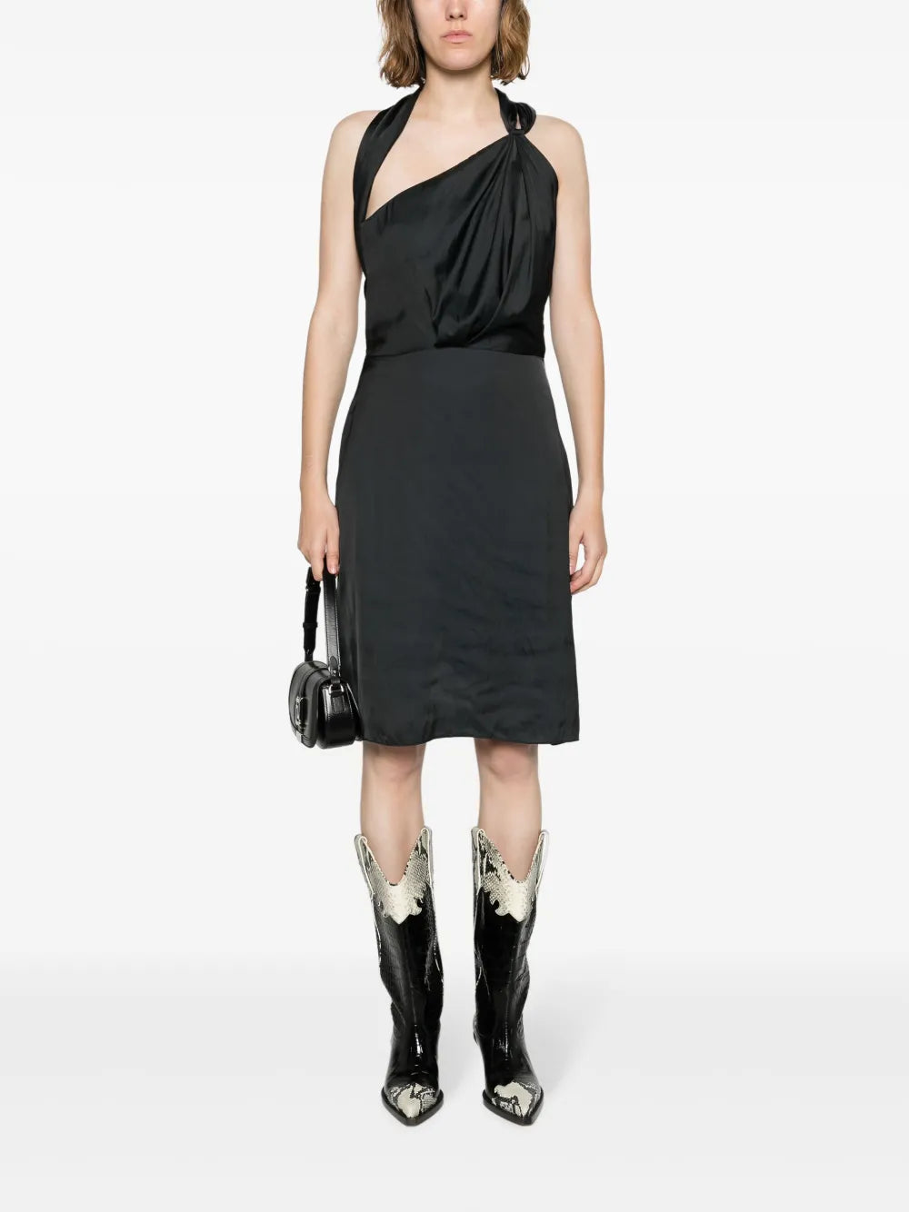 Razal Pleat-Detail Satin Midi Dress