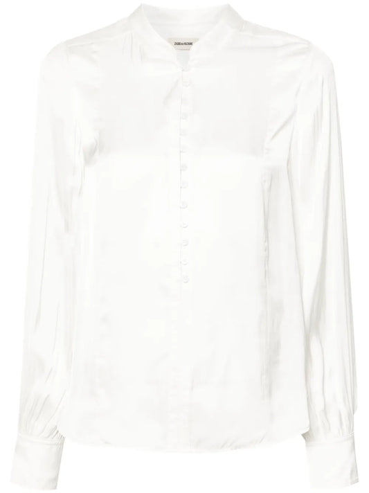 Twina Satin-Finish Blouse