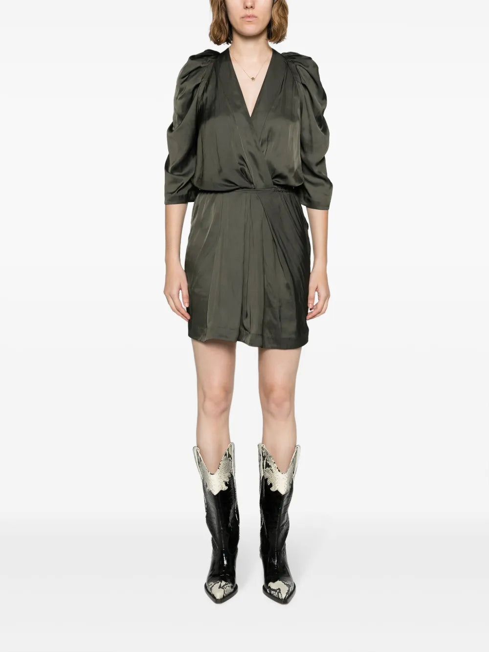 Ruz Pleat-Detail Satin Minidress