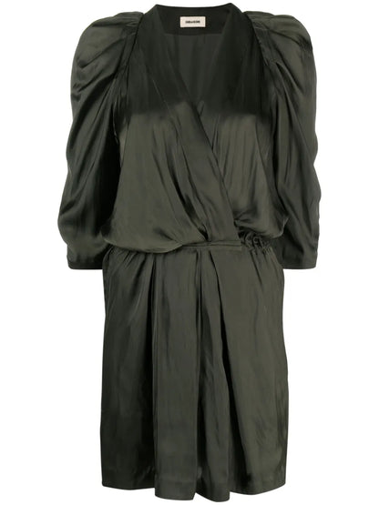 Ruz Pleat-Detail Satin Minidress