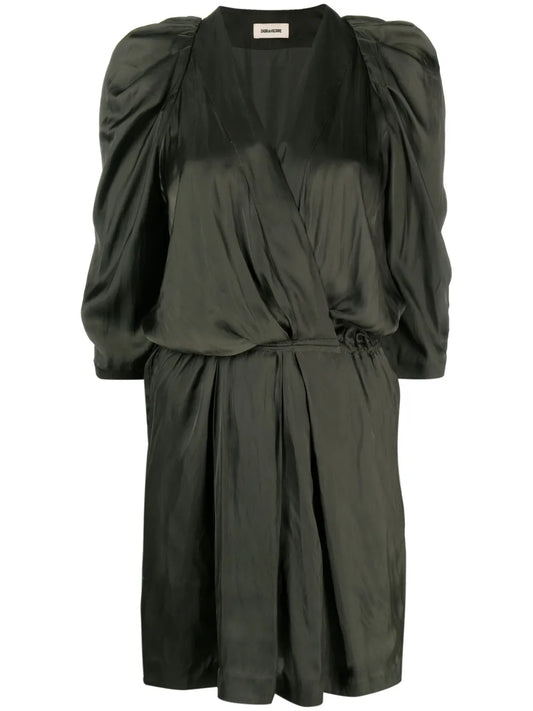 Ruz Pleat-Detail Satin Minidress