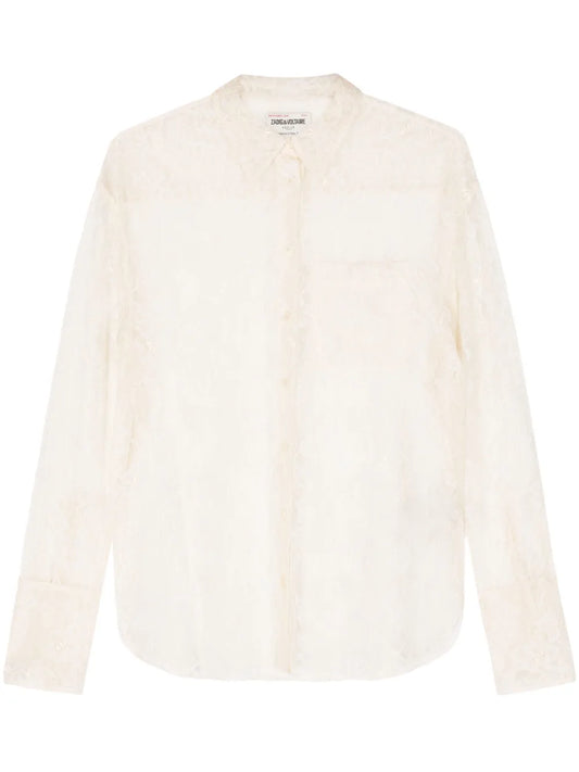 Tyrone Floral-Lace Mesh Shirt