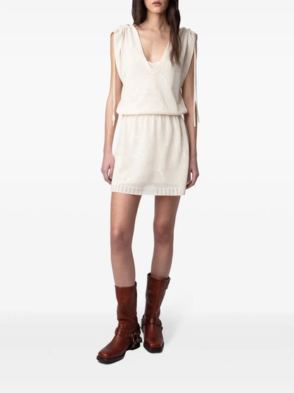 Alanis Crochet-Knit Minidress