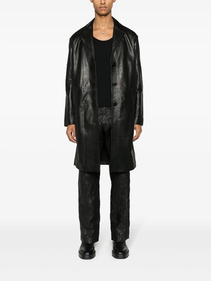 Macari Buttoned Leather Coat