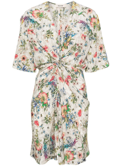 Rozom Twisted Garden-Print Minidress