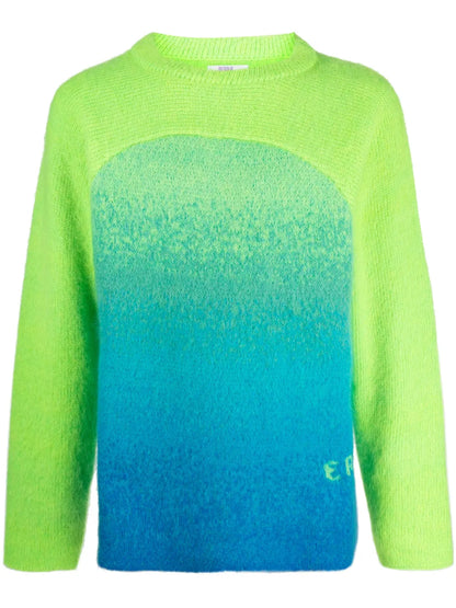 Gradient Rainbow Intarsia-Logo Jumper