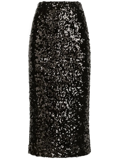 Sequinned Pencil Midi Skirt