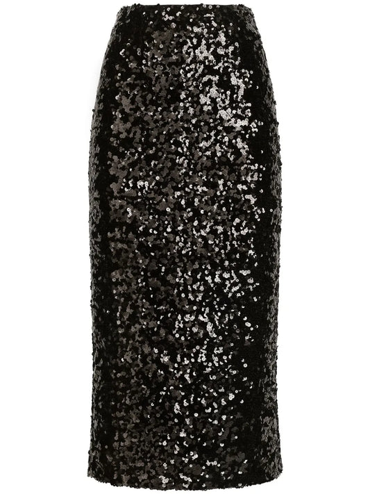 Sequinned Pencil Midi Skirt