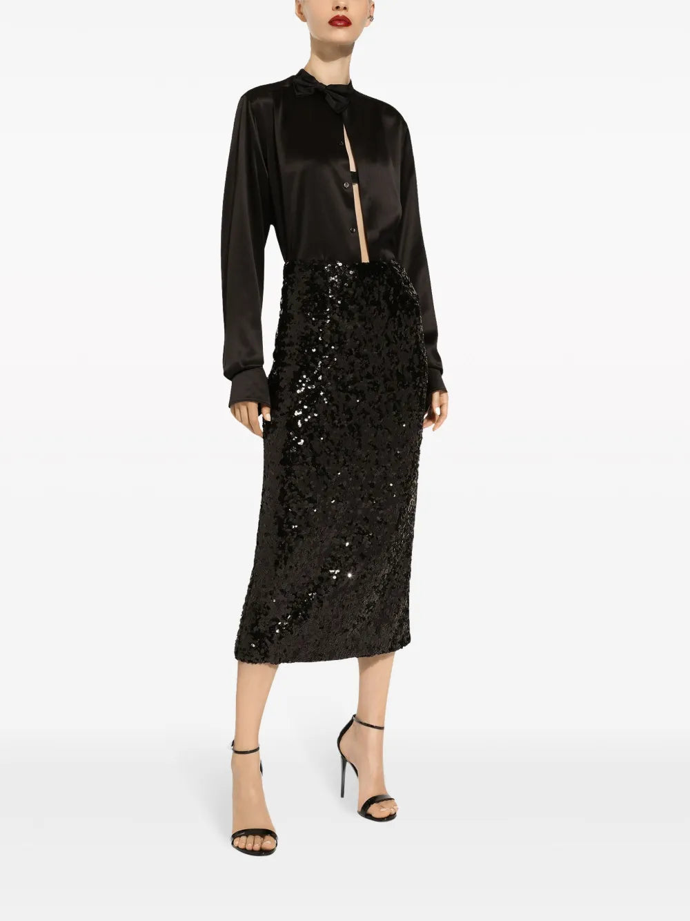 Sequinned Pencil Midi Skirt