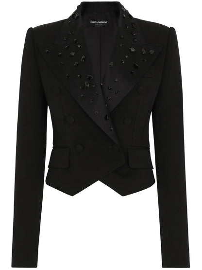 Crystal-Embellished Cropped Blazer