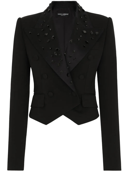 Crystal-Embellished Cropped Blazer