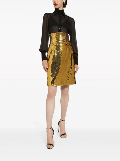 Sequin-Embellished High-Waisted Skirt