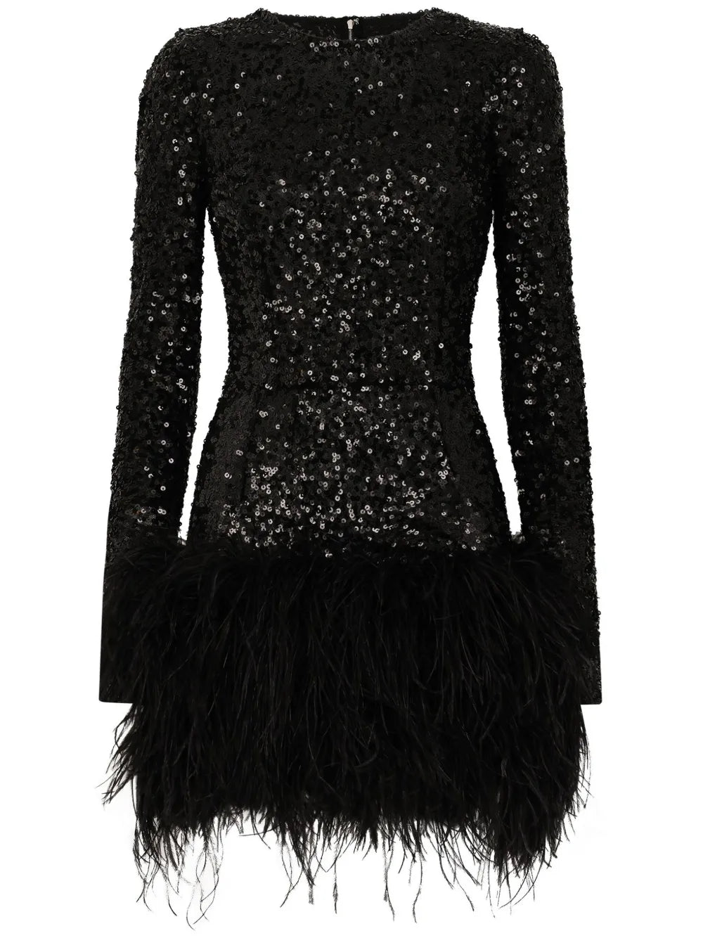Feather-Trim Sequinned Minidress