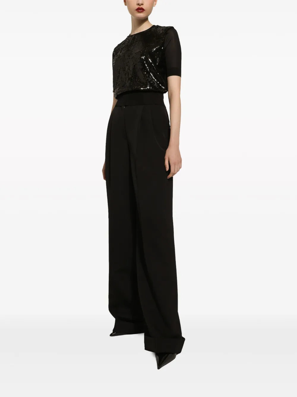 Pleated Wide-Leg Trousers