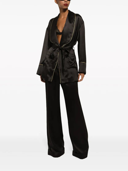 Elasticated-Waistband Silk Trousers