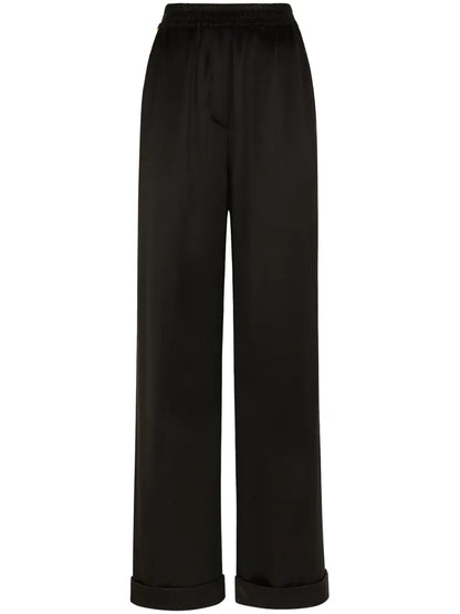 Elasticated-Waistband Silk Trousers