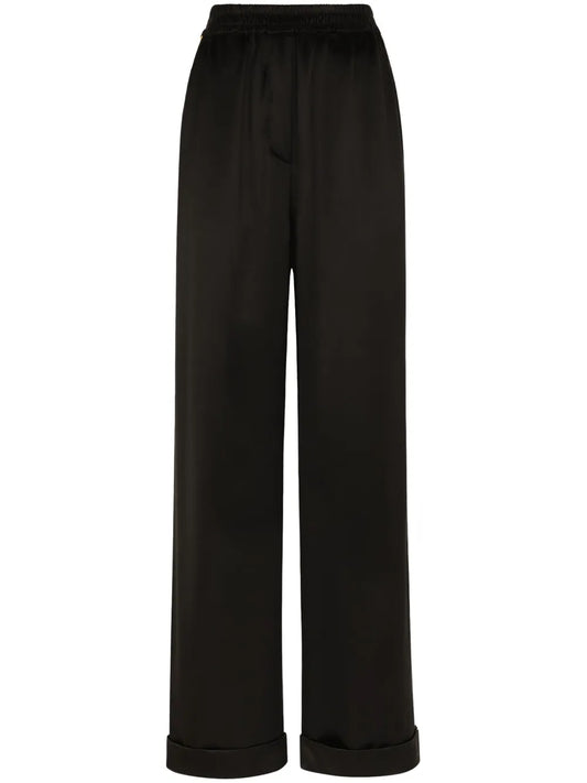 Elasticated-Waistband Silk Trousers