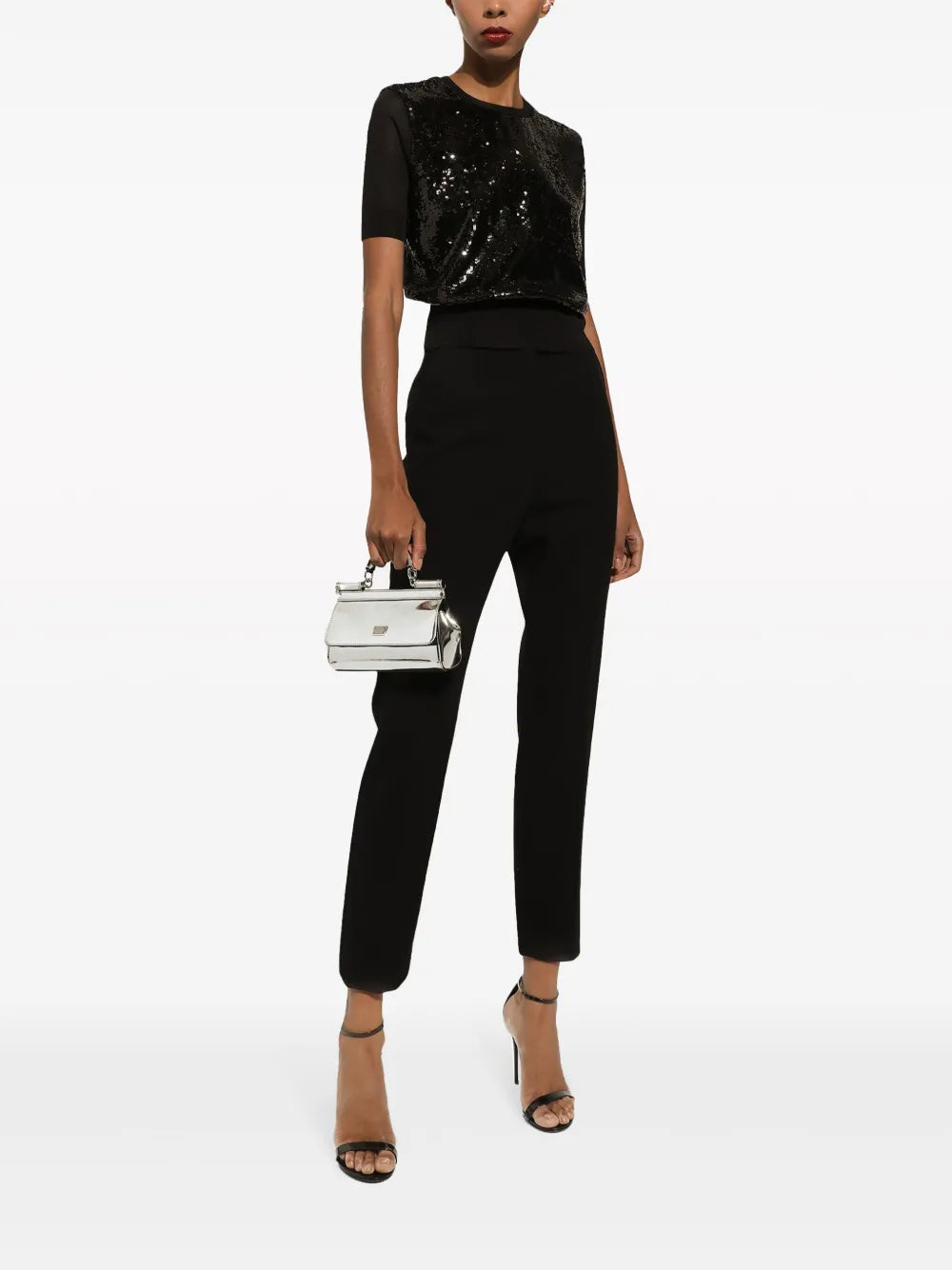 Sequin-Embellished Short-Sleeve Top