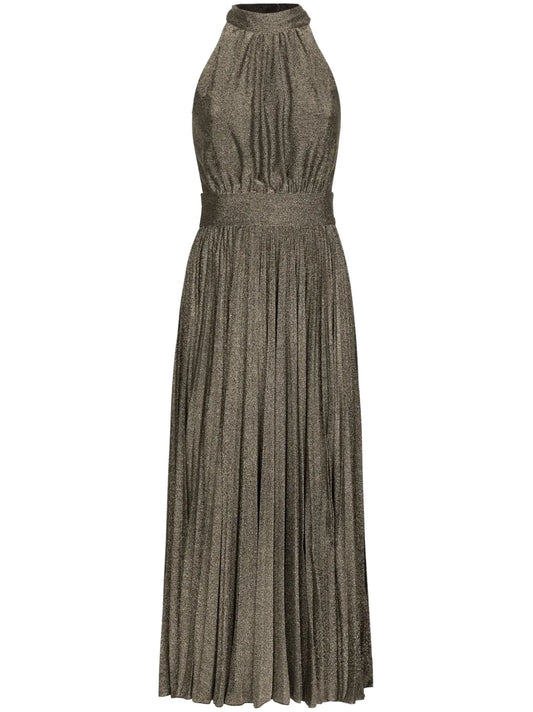 Pleated Silk Midi Dress