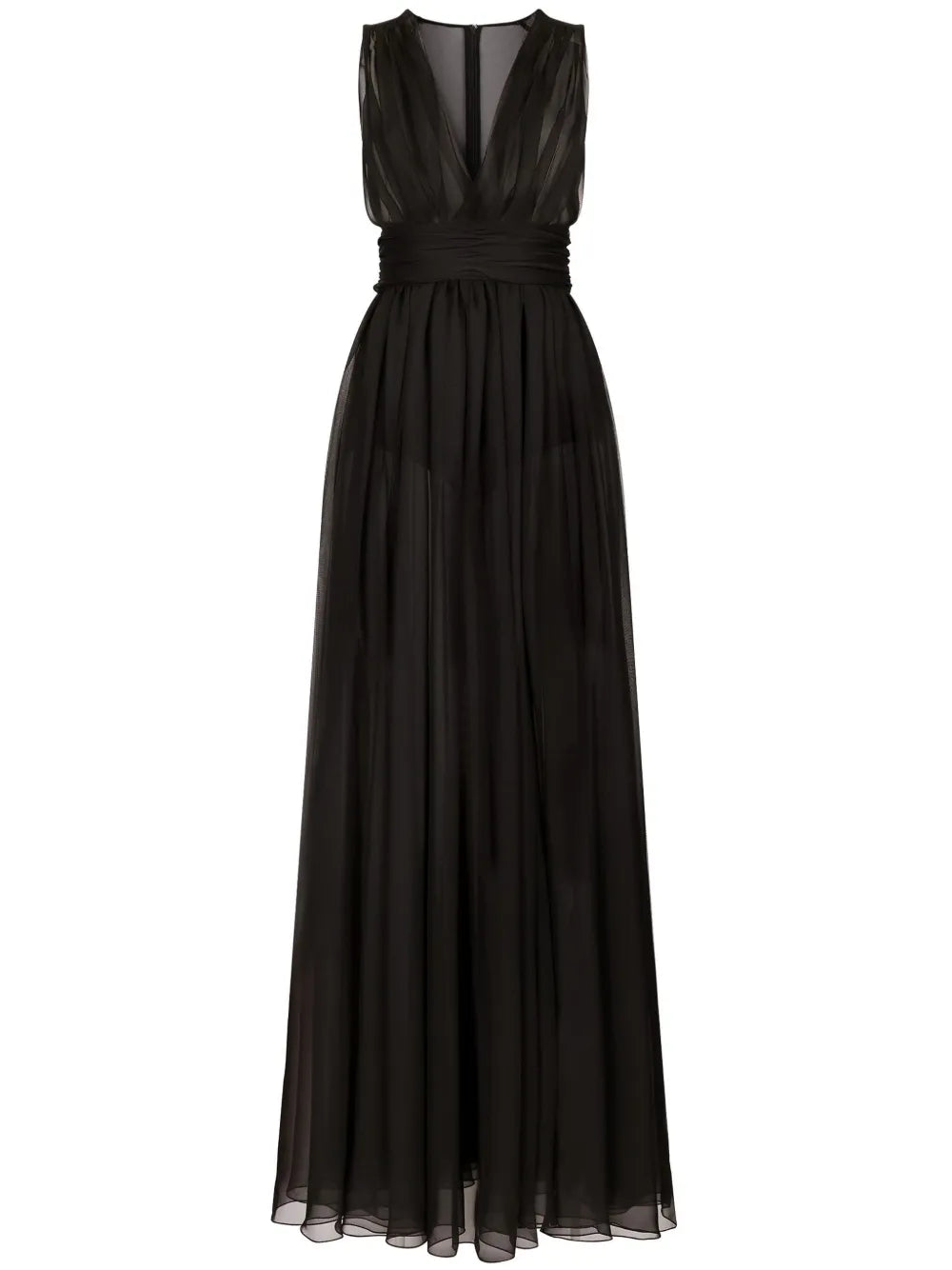Pleated Semi-Sheer Gown